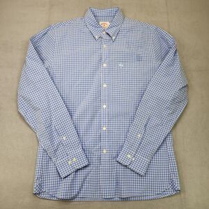 Brooks‎ Brothers Red Fleece Button Down Shirt Men's L Blue Gingham Long Sleeve